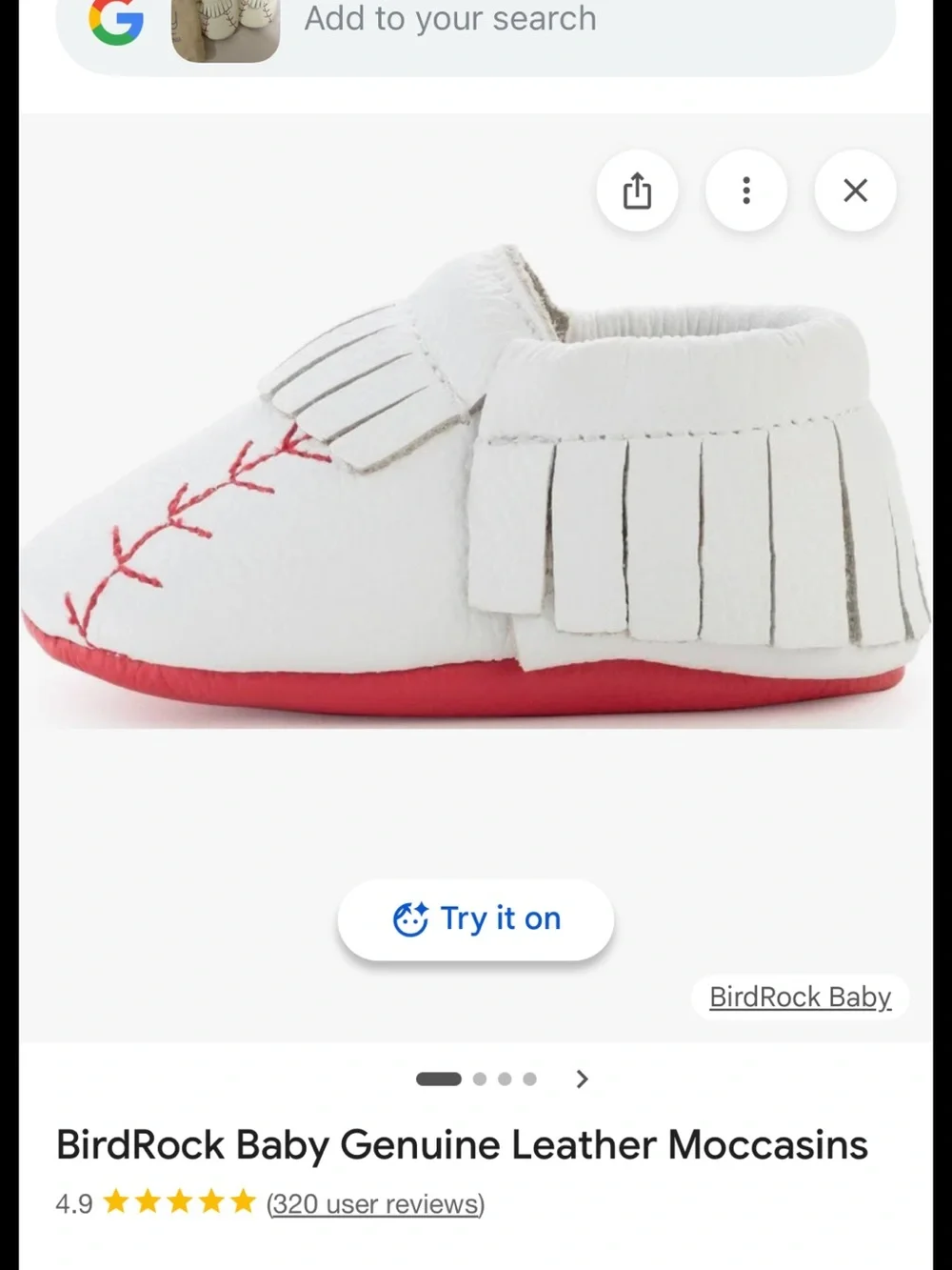 White Baseball Moccasin Baby Shoes